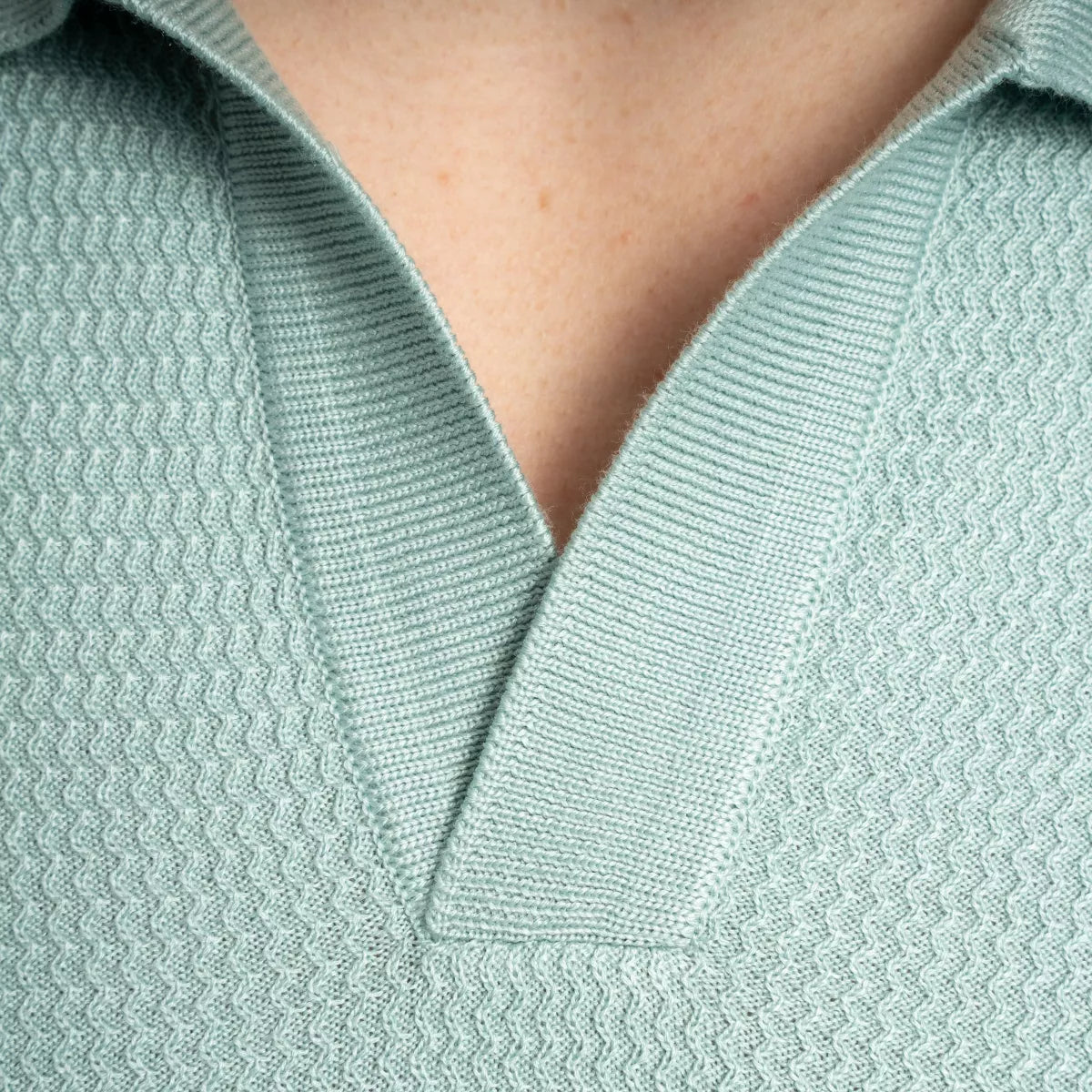 Gran Sasso Gebreide Polo Aqua Blauw | Seta-Cotone