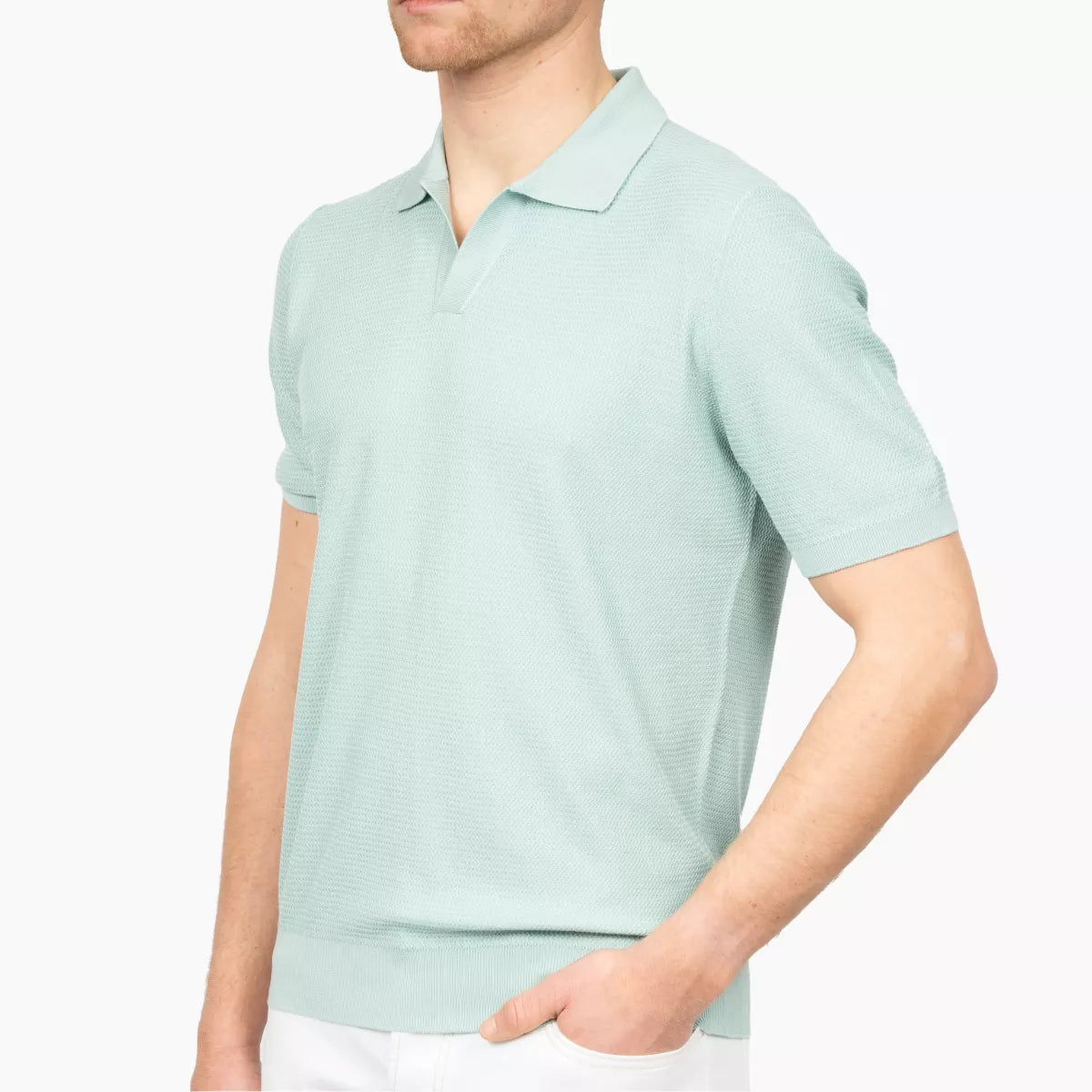 Gran Sasso Gebreide Polo Aqua Blauw | Seta-Cotone