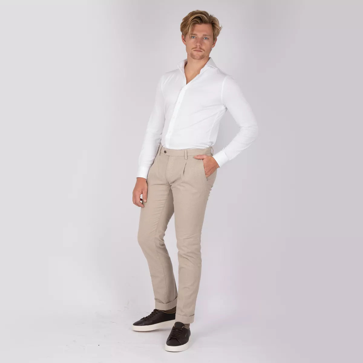 Mason's Chino Beige met Bandplooi | Genova