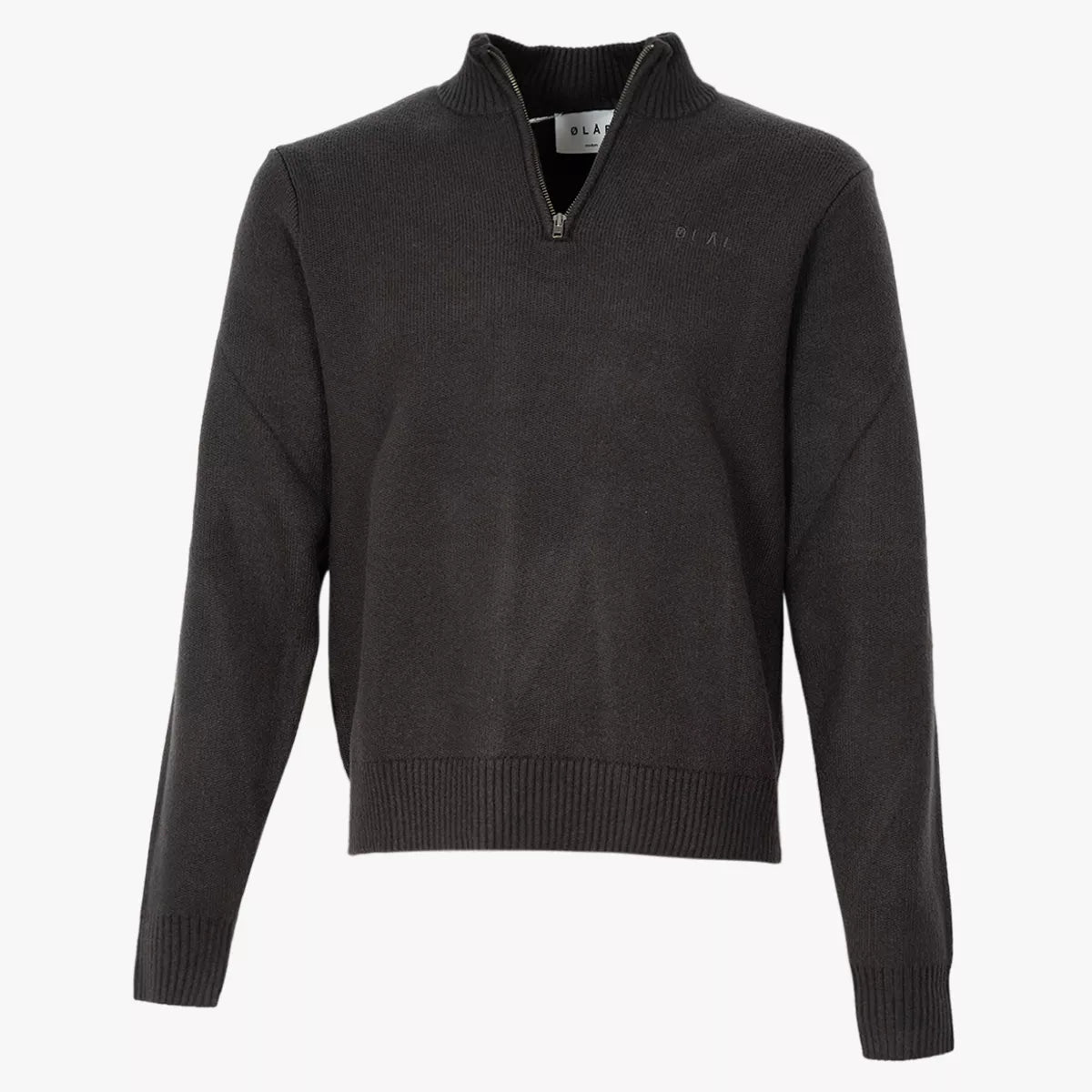 Olaf Gebreide Trui met Rits Grijs | Knitted Drift Mock Neck