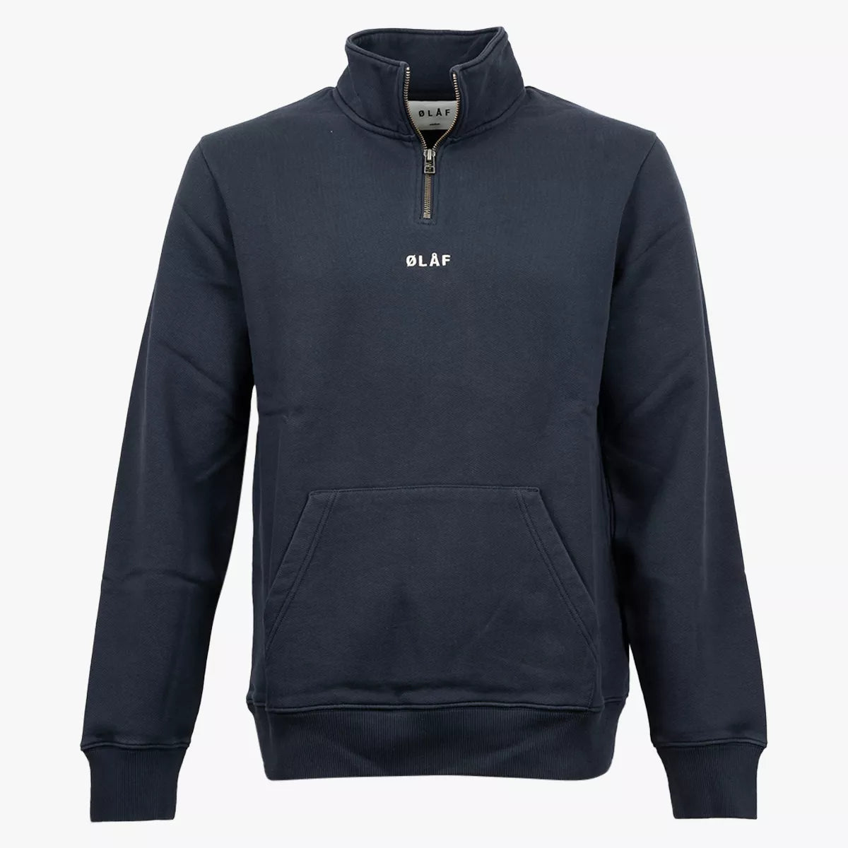 Olaf Sweater met Rits Donkerblauw | Block Zip Mockneck