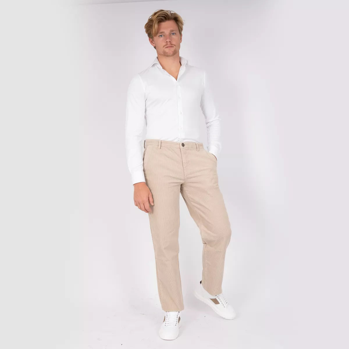 Plain Pantalon Corduroy Beige | LucasPL