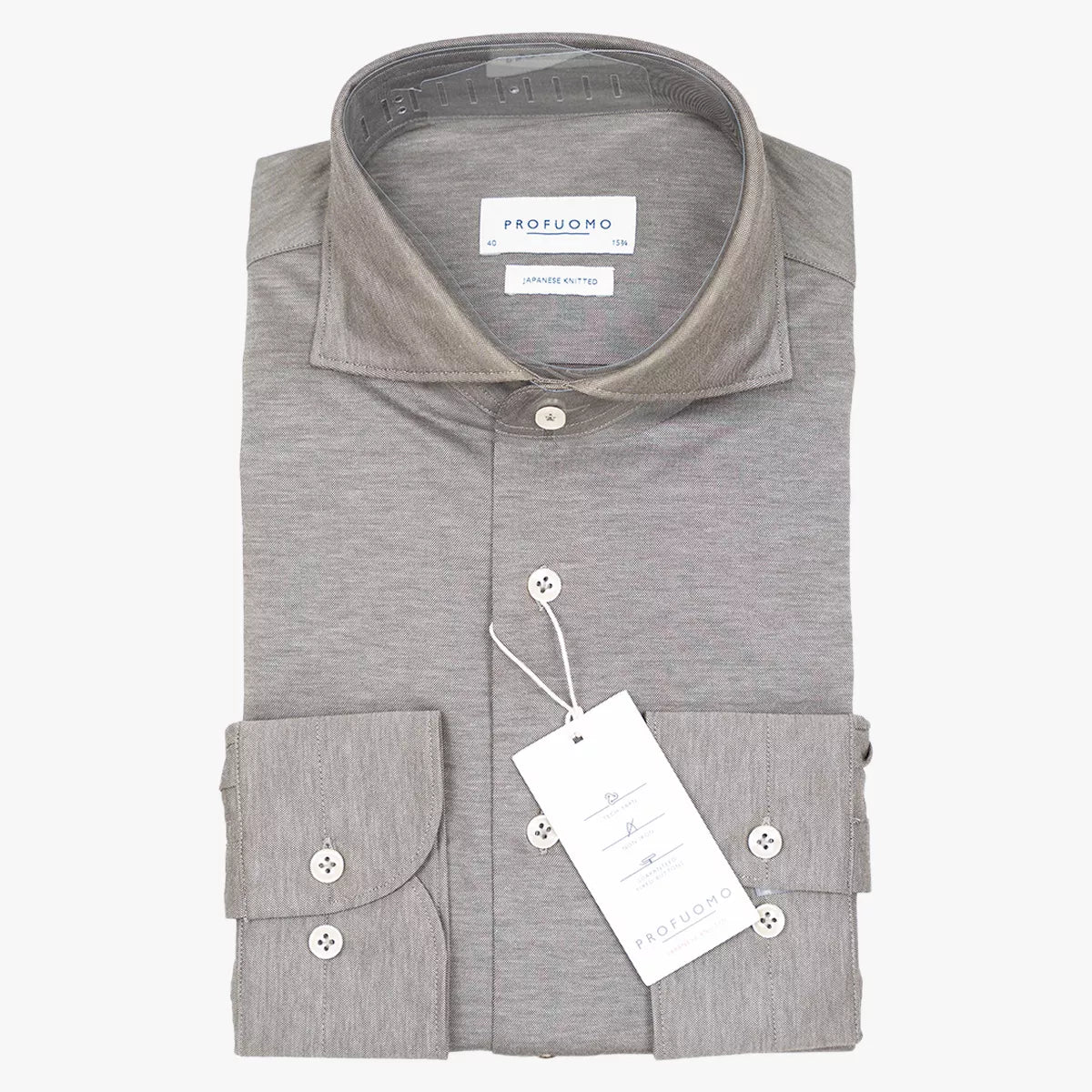 Profuomo Overhemd Midden Bruin | Knitted Shirt