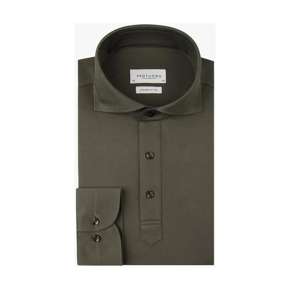 Profuomo Overhemd groen | Knitted polo shirt