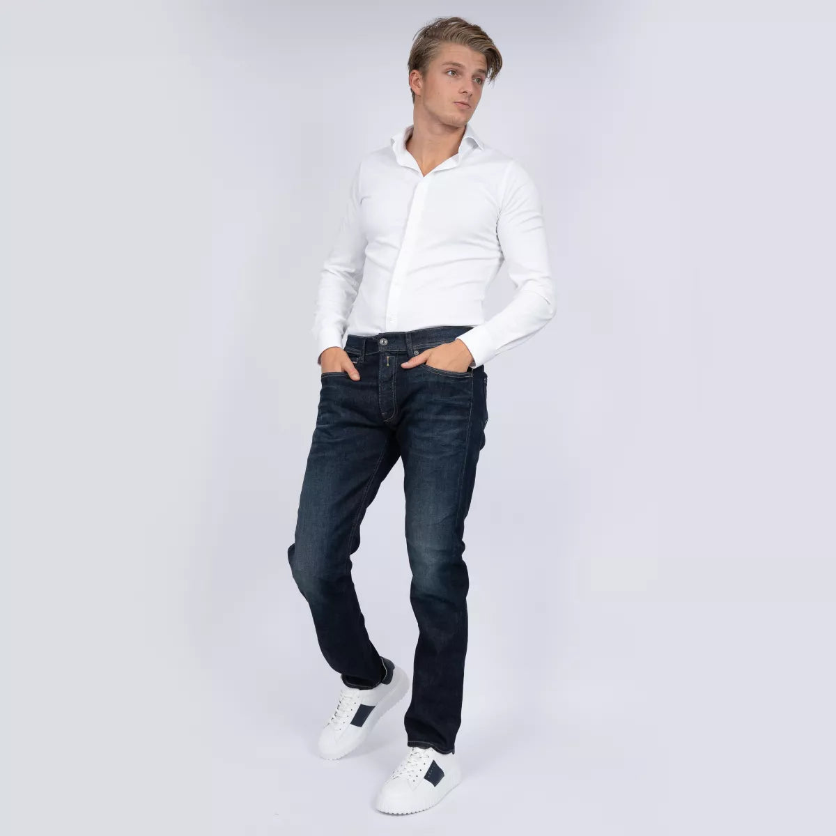 Replay Jeans Straight Fit Donkerblauw | Grover