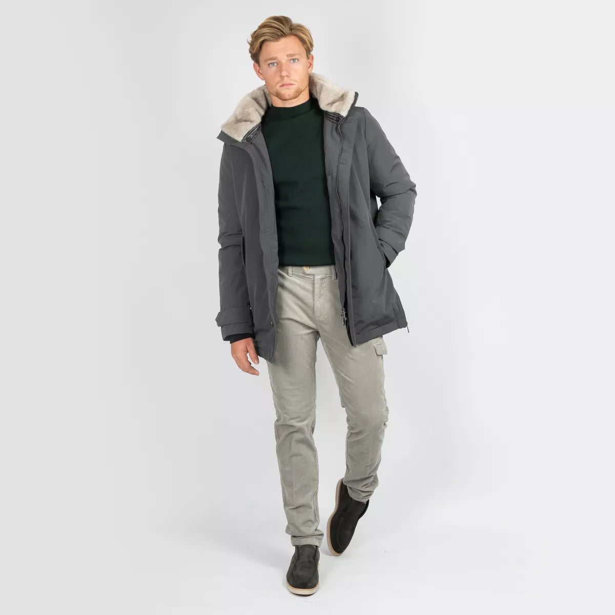 SEVEN DIALS Cargobroek Corduroy Lichtgrijs | Milo