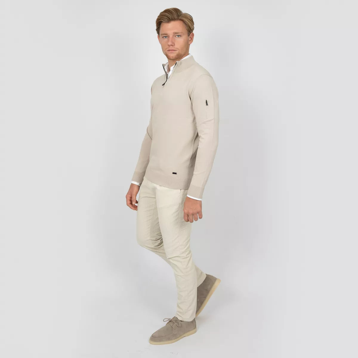 SEVEN DIALS Trui met Rits Beige | Spike