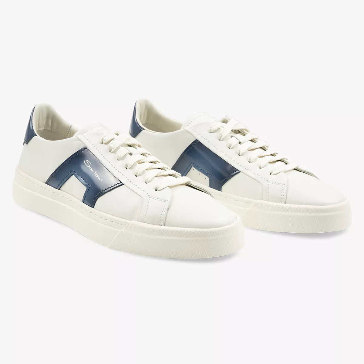 Santoni Sneakers Wit met Blauw | Double Buckle