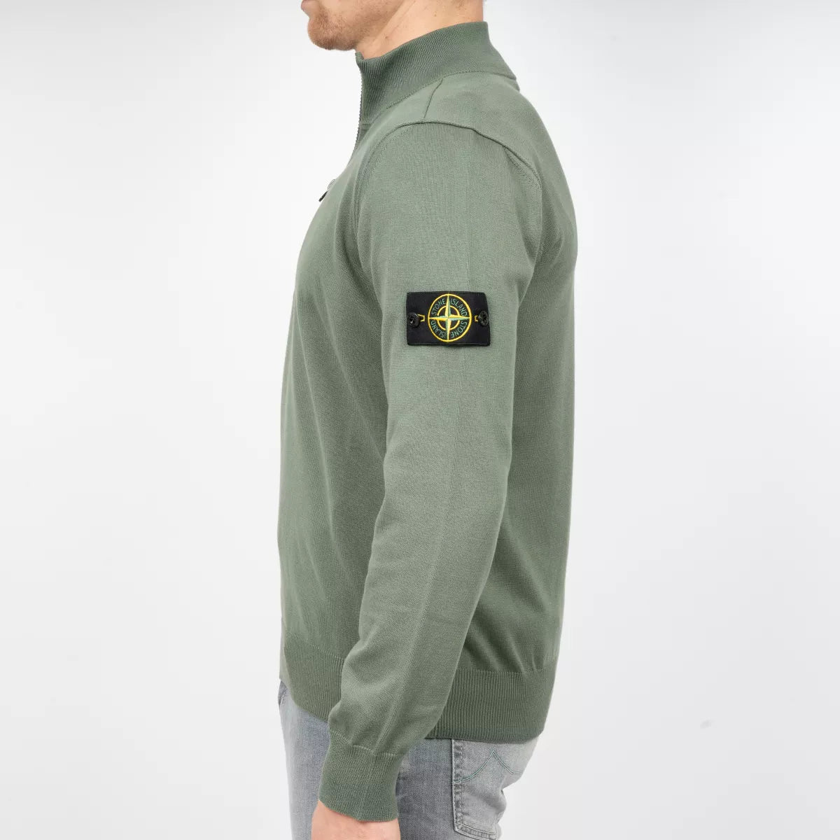 Stone Island Gebreide Trui met Rits Groen | Organic Cotton