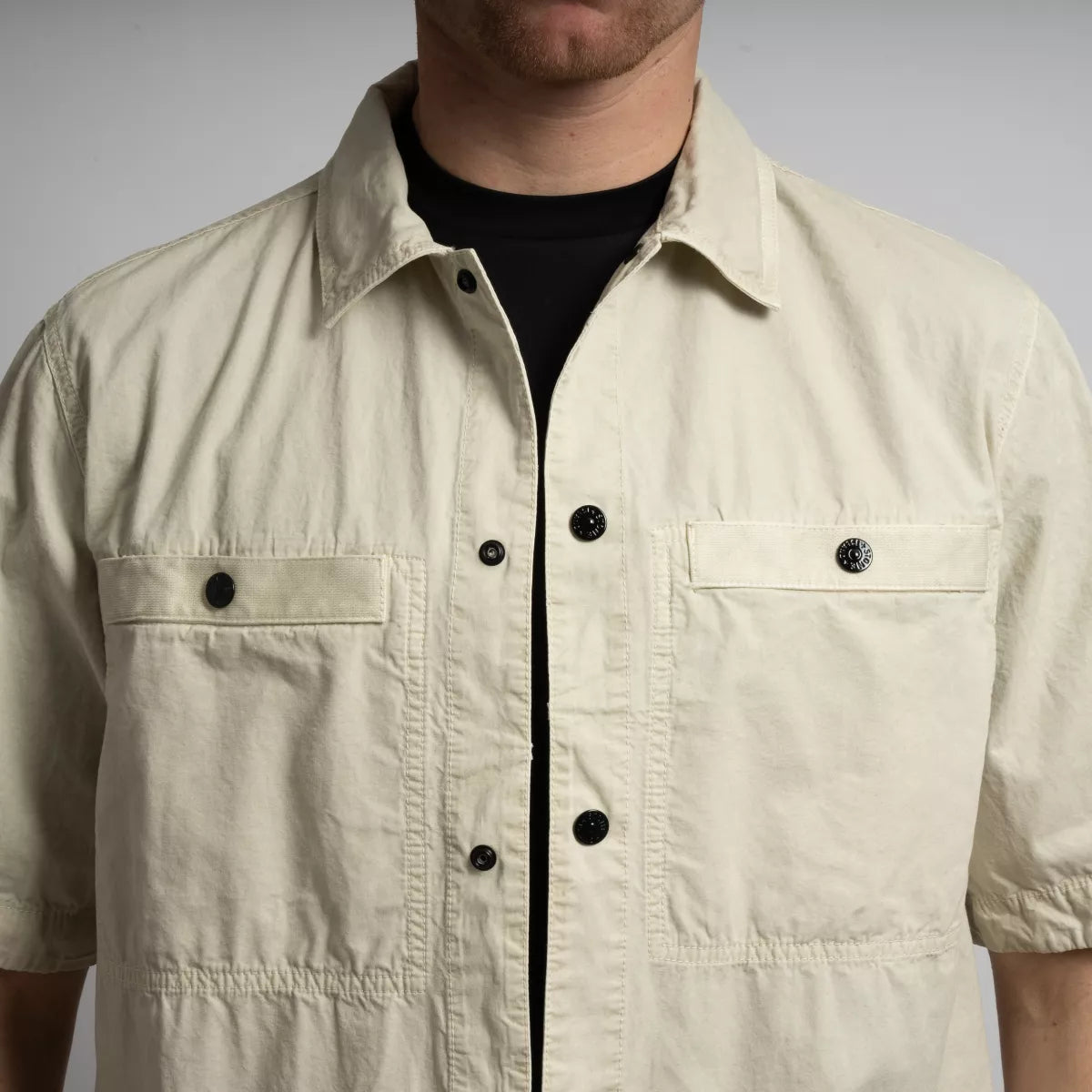 Stone Island Overshirt Korte Mouw Zand | Supima Cotton Twill