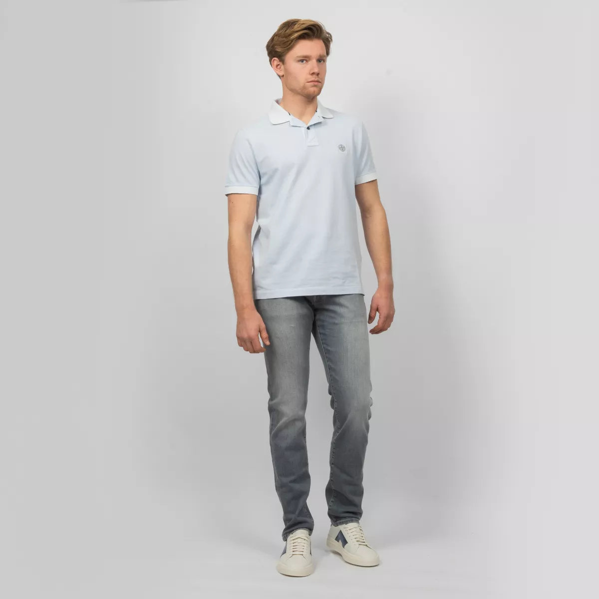 Stone Island Polo Hemelsblauw | Cotton Piqué