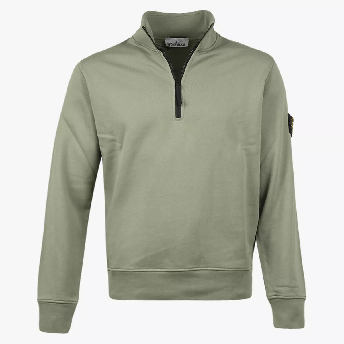 Stone Island Trui met Rits Sage Groen | Cotton Fleece