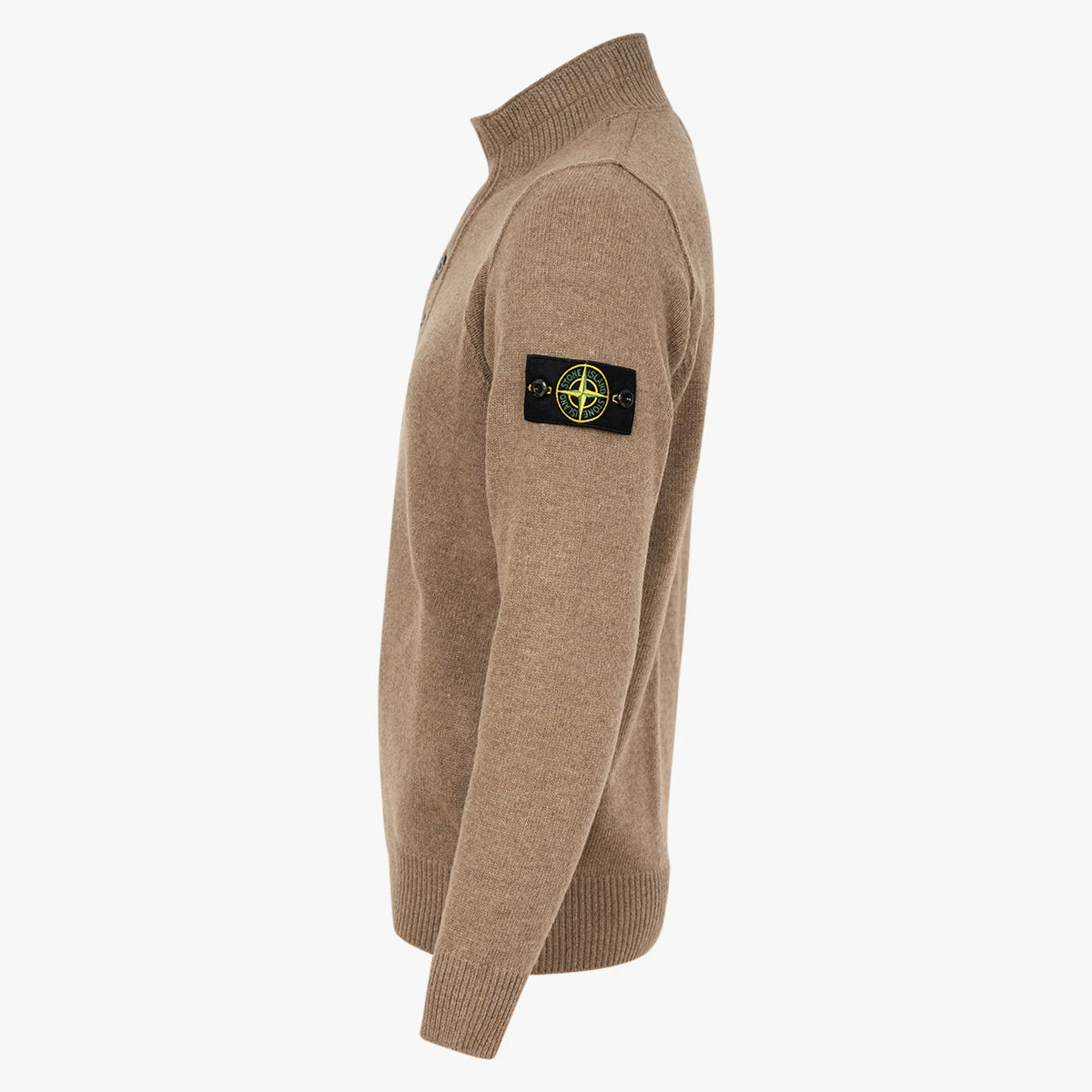 Stone Island gebreide half zip trui met knopen bruin | 540A3 LAMBSWOOL