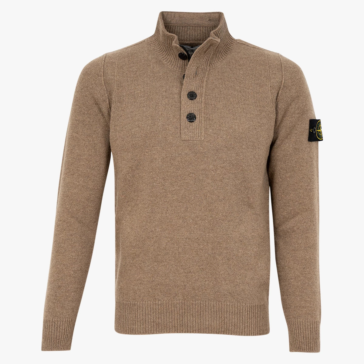 Stone Island gebreide half zip trui met knopen bruin | 540A3 LAMBSWOOL