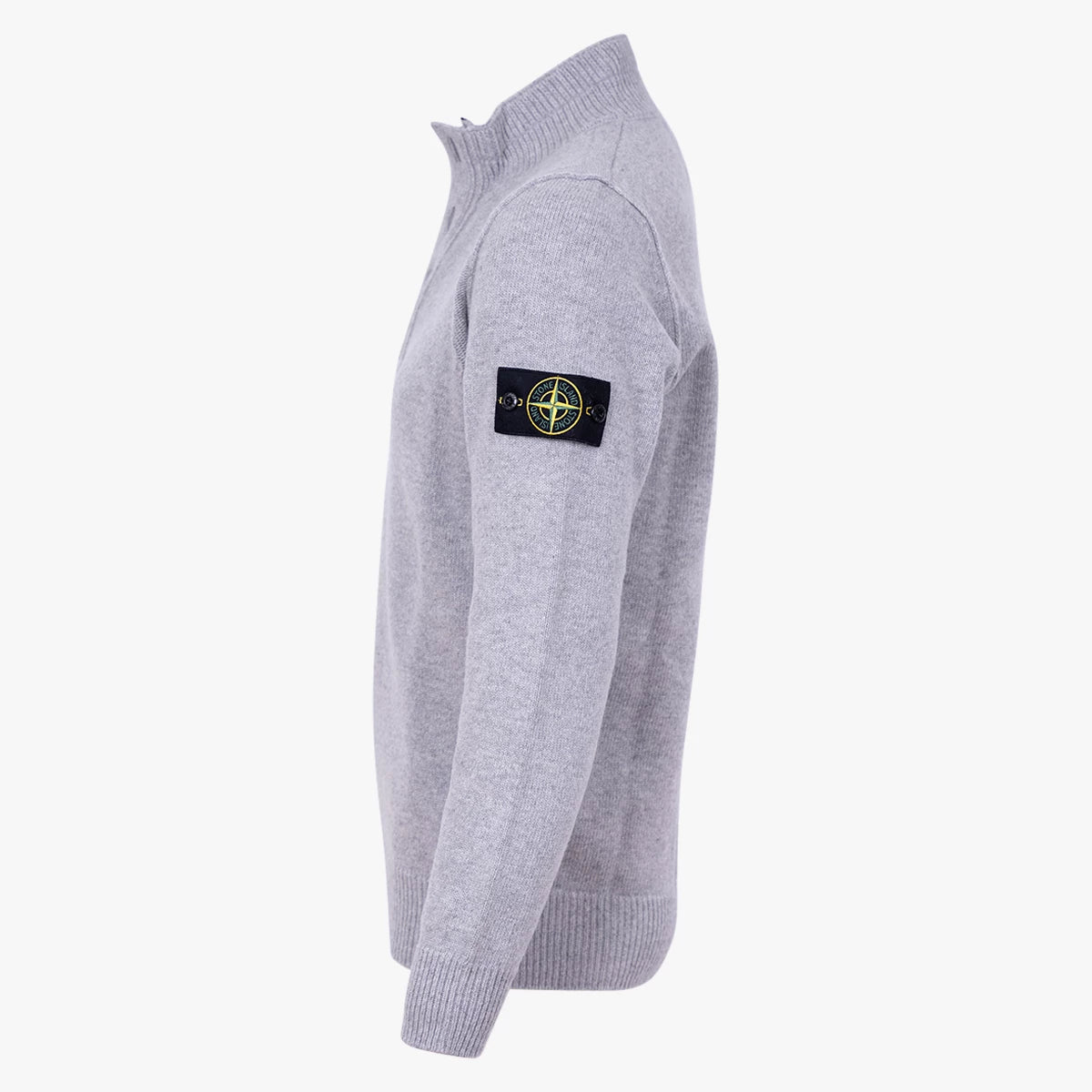 Stone Island gebreide half zip trui met knopen grijs | 540A3 LAMBSWOOL