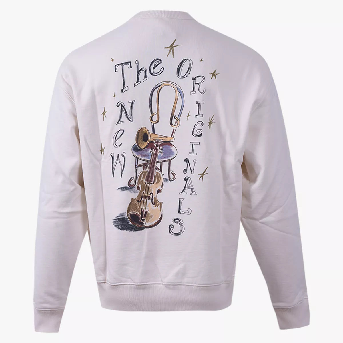 The New Originals Sweater met Backprint Wit | Jazz Instrument