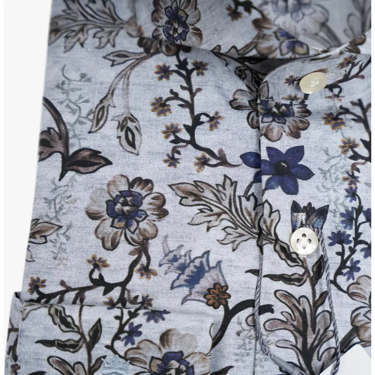 Thomas Maine Overhemd Bloemenprint Blauw