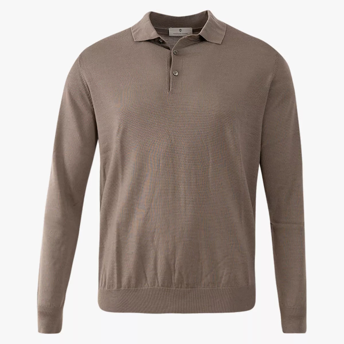 Thomas Maine Polo met lange mouw beige