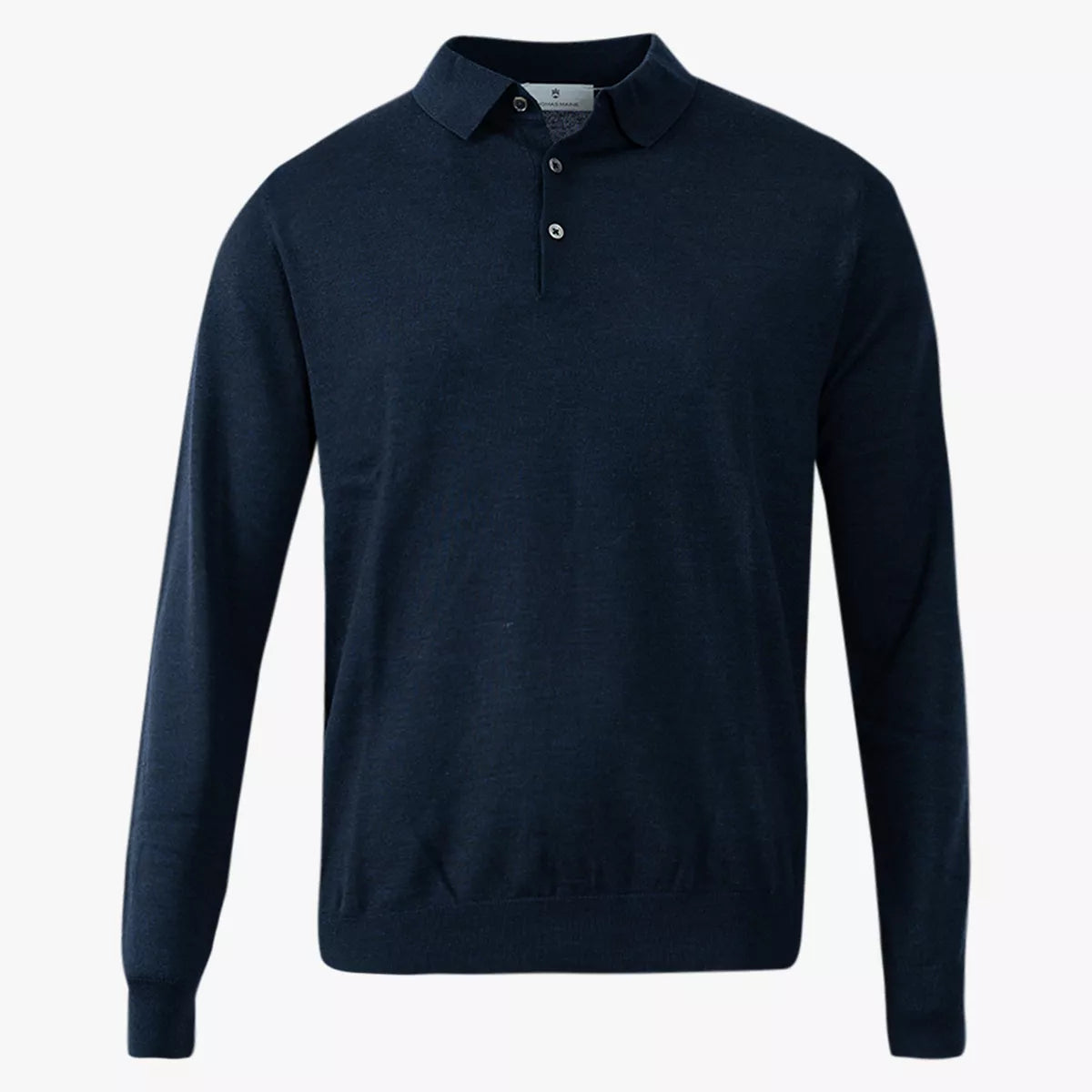 Thomas Maine Poloshirt met lange mouw donkerblauw