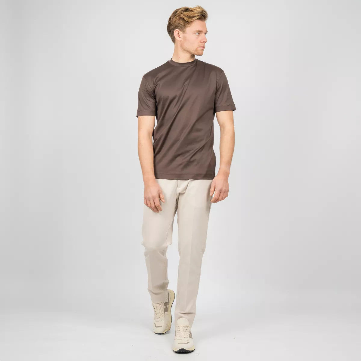 Valenza T-Shirt Bruin | Interlock Supima Cotton