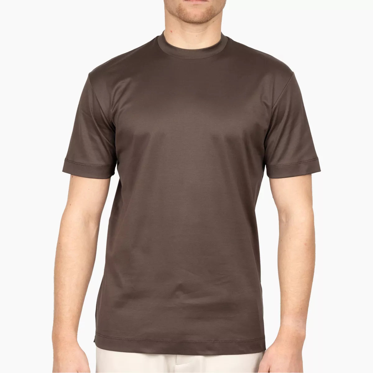 Valenza T-Shirt Bruin | Interlock Supima Cotton