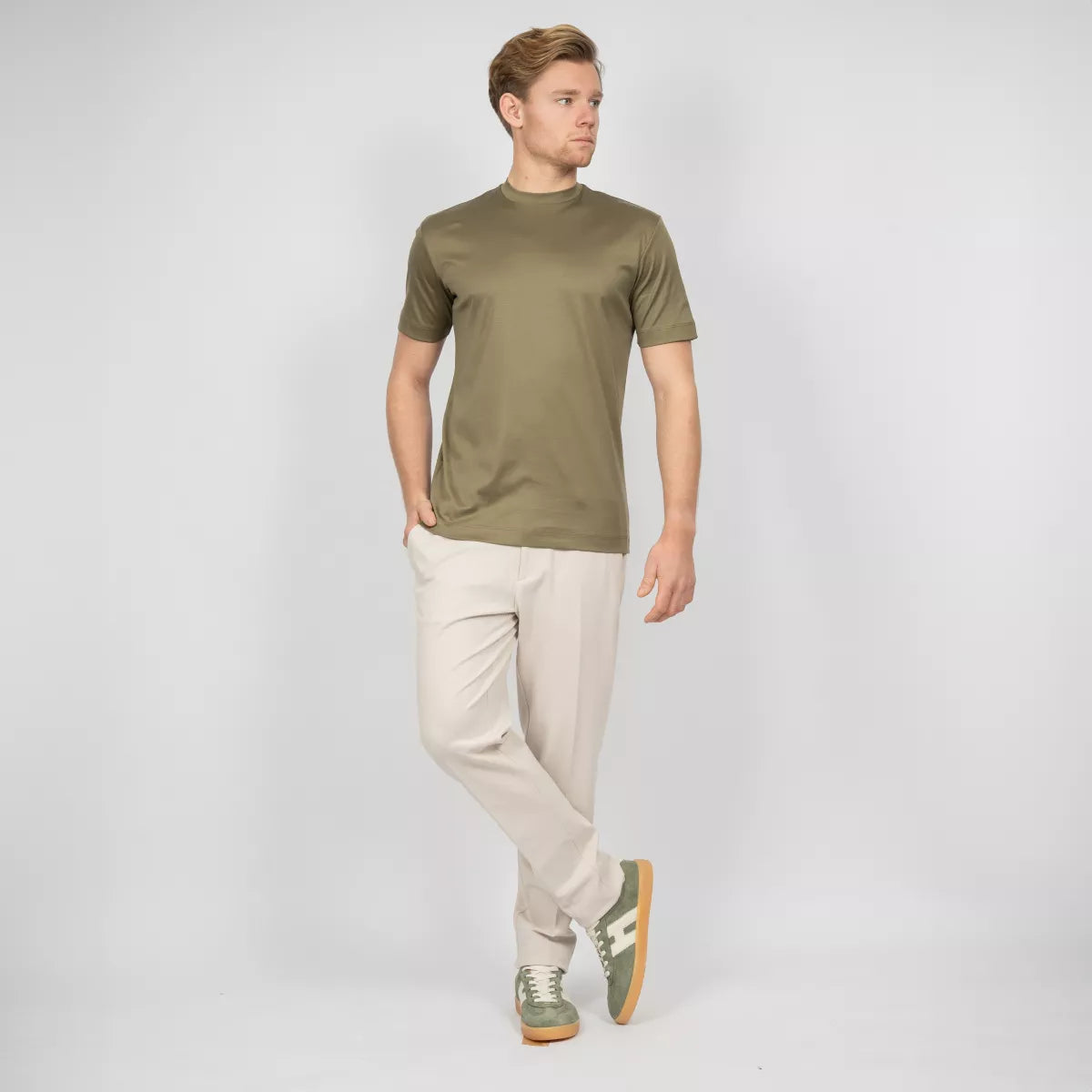 Valenza T-Shirt Legergroen | Interlock Supima Cotton