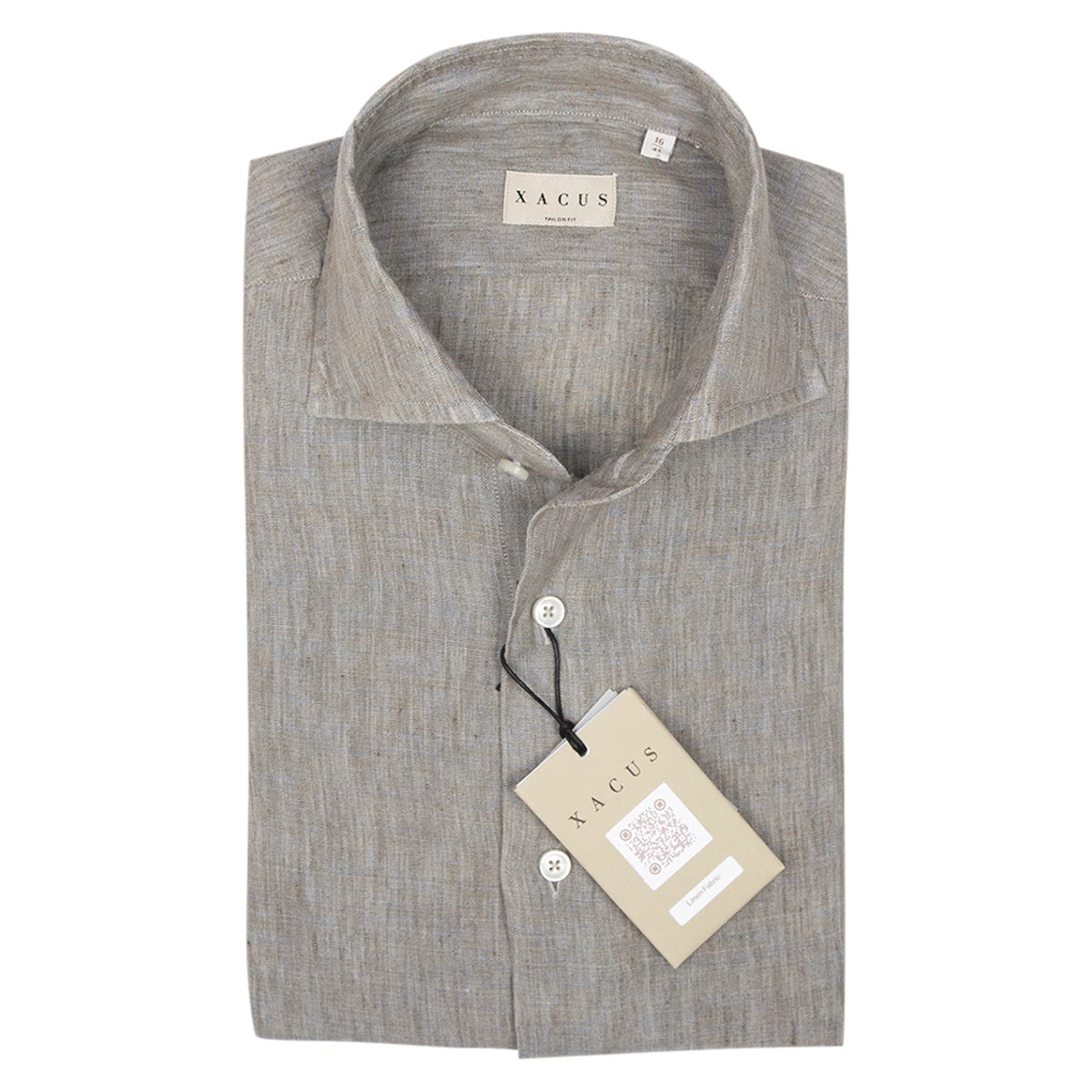 Xacus Linnen Overhemd bruin met grijs | Washed shirt