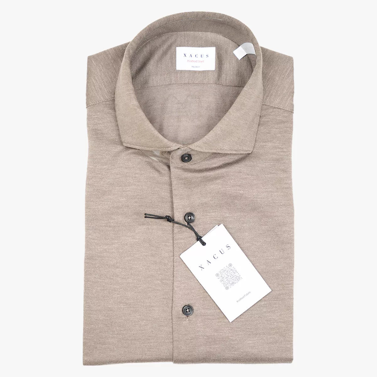 Xacus Overhemd Licht Bruin | Knitted Shirt