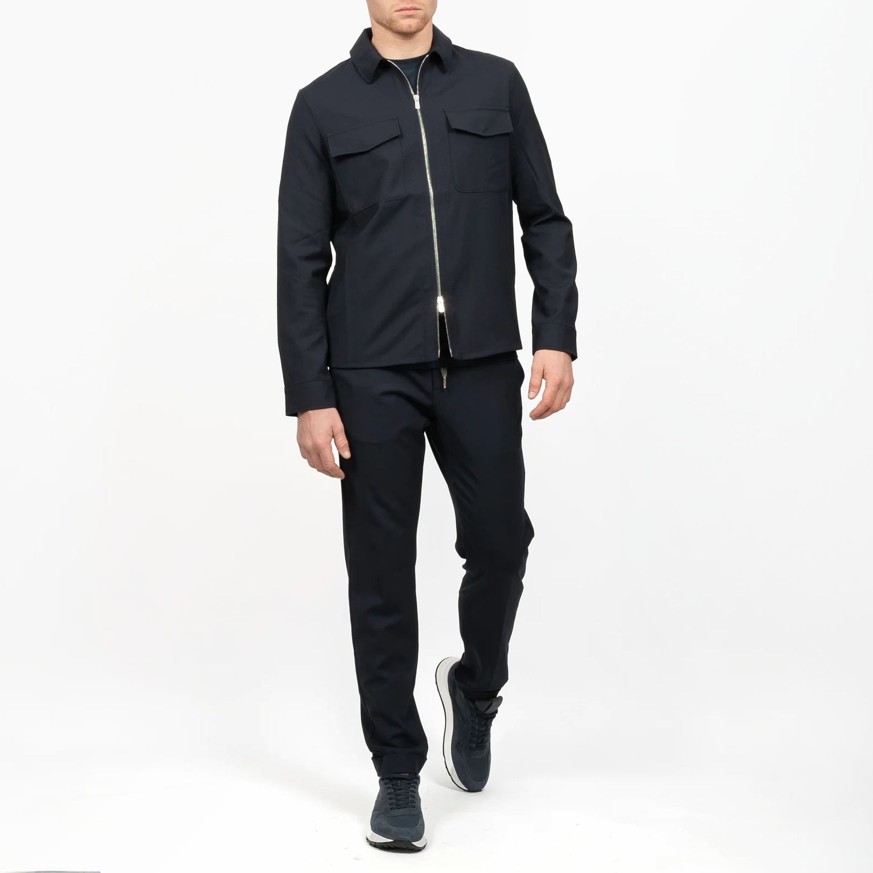 Overshirt en pantalon donkerblauw set