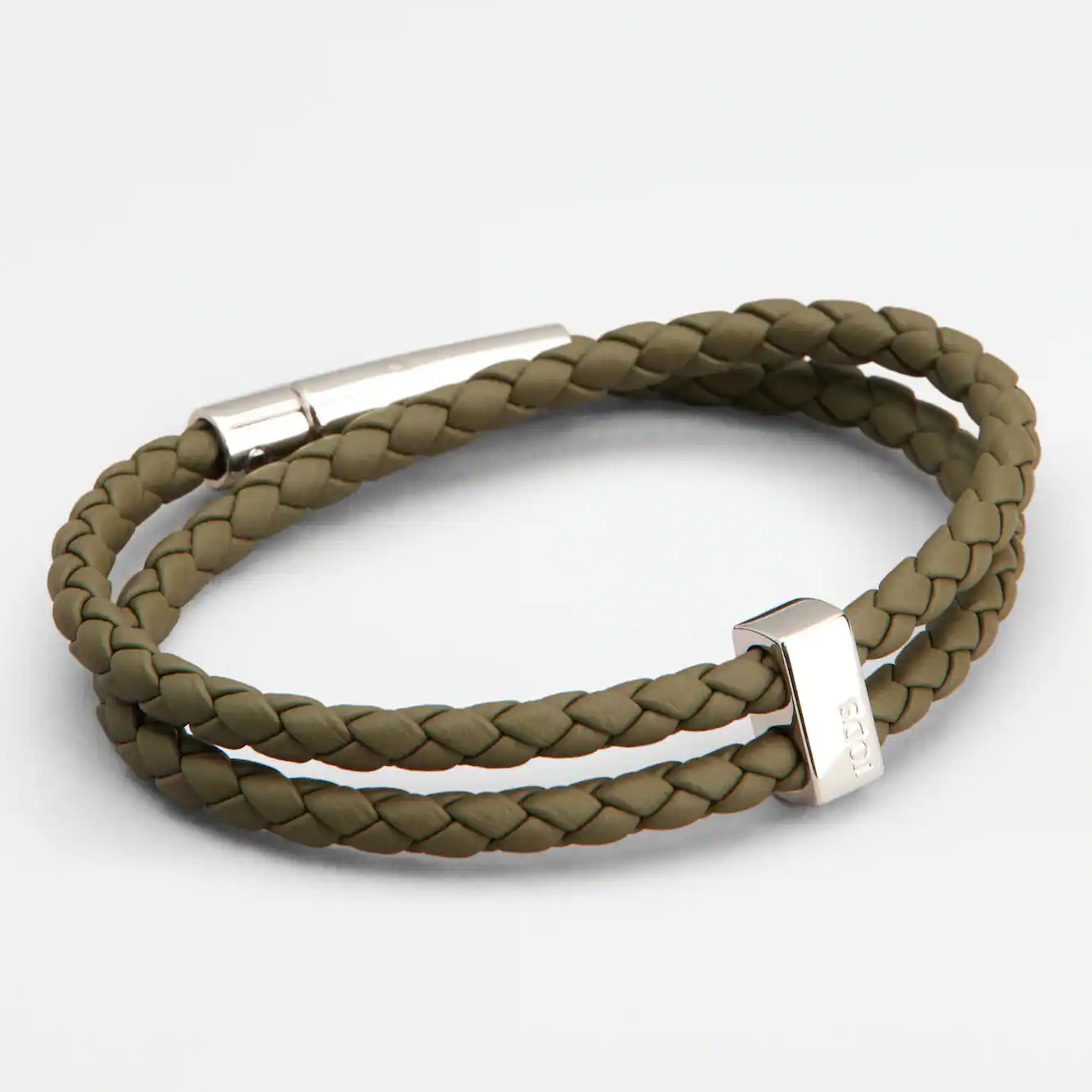 TOD'S LEREN ARMBAND GROEN | ZILVER DETAIL